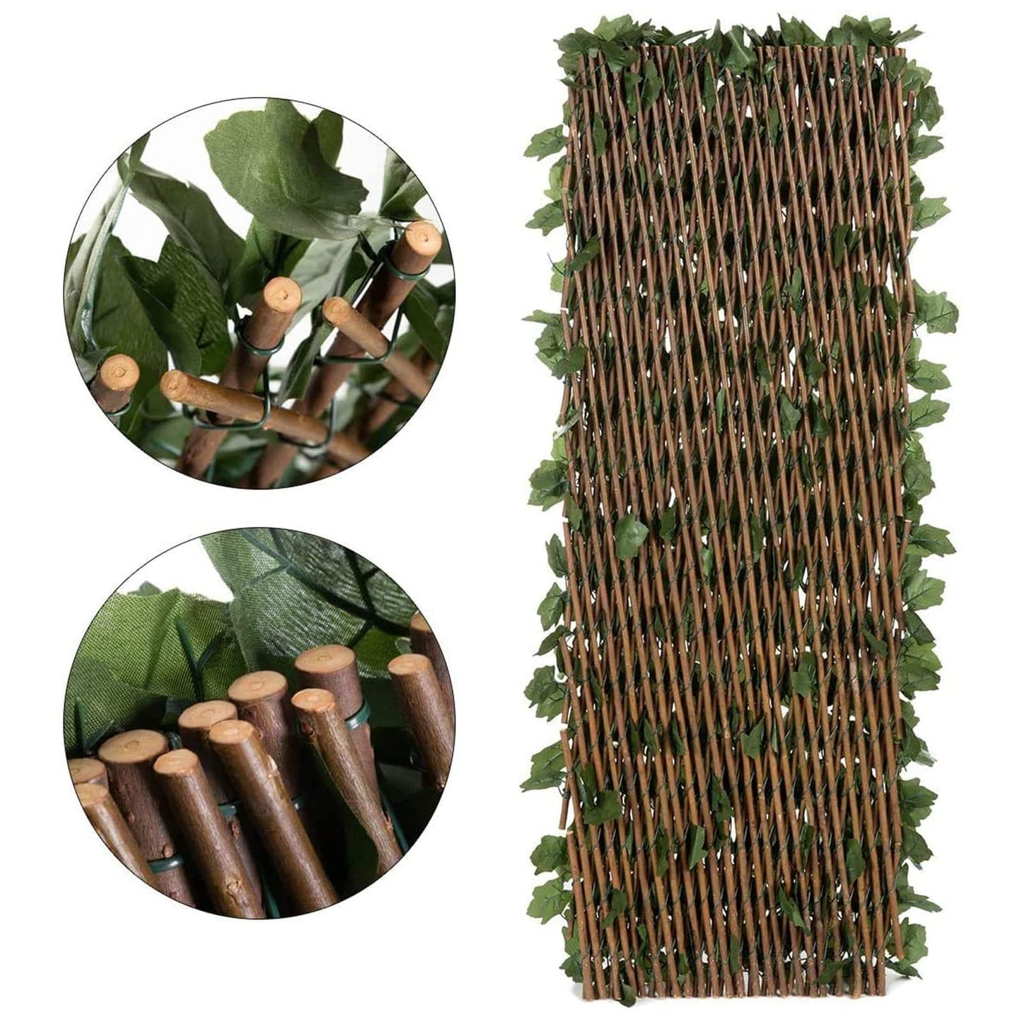 DOEWORKS Expandable Fence Privacy Screen for Balcony Patio Outdoor, Faux Ivy Fencing Panel for Backdrop Garden Backyard Home Decorations - 4PACK