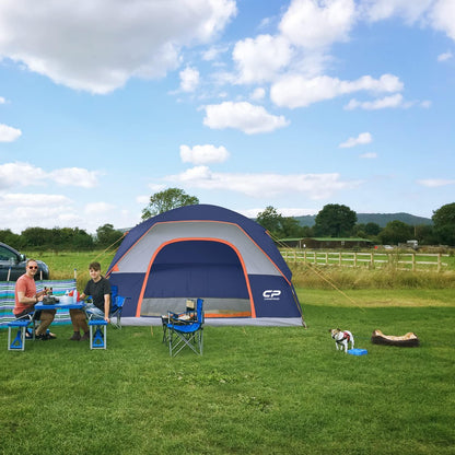 CAMPROS CP Tent 6 Person, Waterproof Windproof Double Layer Family Dome Tent, Easy Setup with Large Mesh Windows & Wide Door for Camping