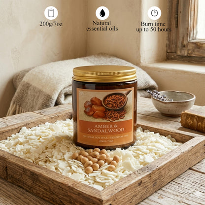 Soy Candles for Home Scented, 4-Pack Gift Set with Amber Sandalwood and Apple Vanilla, 50 Hour Long Burn Cotton Wick Aromatherapy Candles, YuuKiin Luca Gifts for Women Mom Birthday Christmas