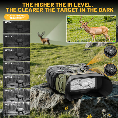 WOSPORTS 4K Infrared Night Vision Goggles – 1300FT Range, 8X Digital Zoom, 32GB Card, 15H Battery, Suitable for Camping, Gift for Men - Camo