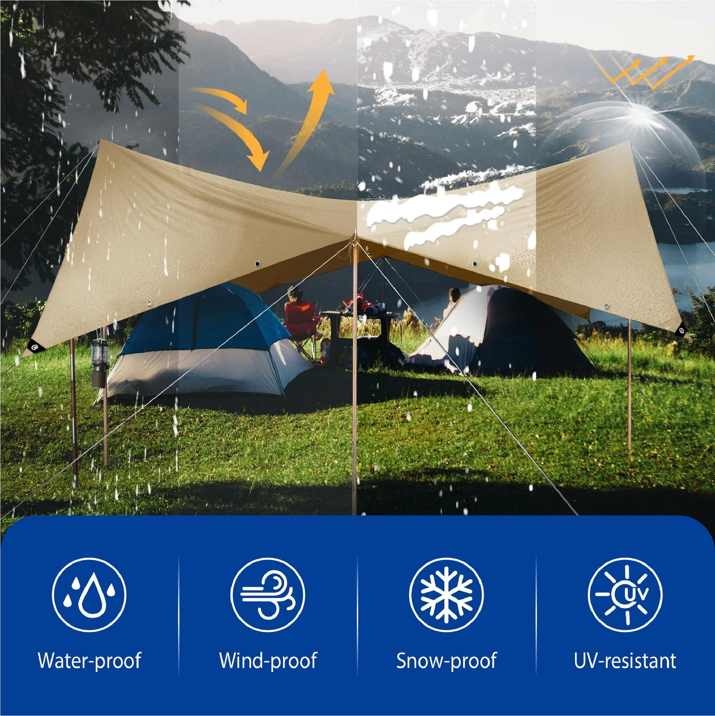 Tarp 20x40 Heavy Duty Waterproof Beige Tarp 12.5mil,Durable,Multipurpose, Weather Resistant,Uv Resistant,Tear Resistant,Can Be Used for Outdoor Furniture,Cars,Ships,Roofs-by MVPNET