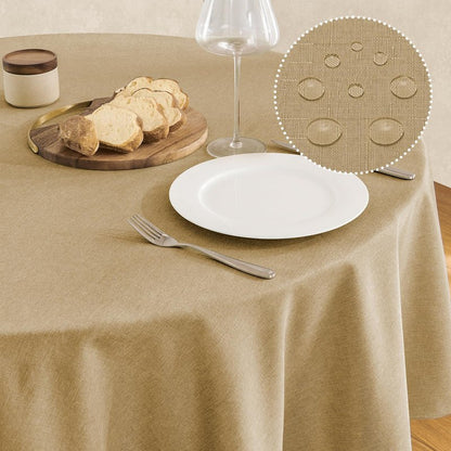 Veblandy Tablecloth Linen Textured Waterproof & Stain Resistant Table Cloth Wrinkle Free Decorative Fabric Farmhouse Table Cover for Dining/Party/Buffet/Wedding, 60 x 60 Inch, Coffee