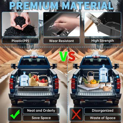 HECASA Adjustable 55-69 inch Truck Storage Box Compatible with Ford Chevy Chevrolet GMC Dodge Ram Toyota Nissan, Universal Truck Bed Storage Cargo Organizer Beds, Secure Cargo Organizer
