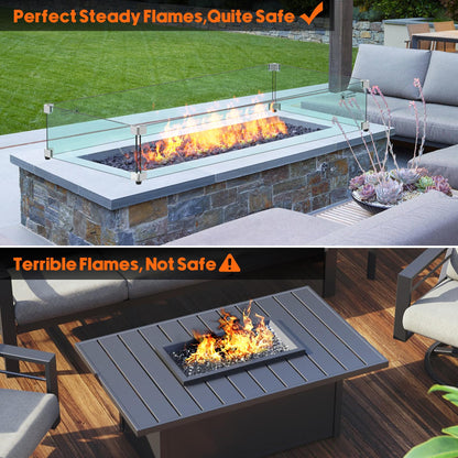 Skyflame 42" X 18" Rectangular Fire Pit Glass Wind Guard Replacement for Outdoor