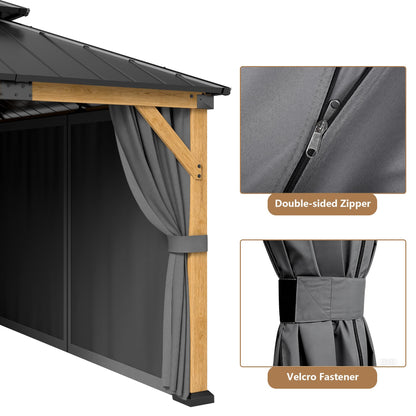 Jocoevol 12' X 16' Gazebo Curtains and Mosquito Netting Universal Replacement All Weather Outdoor Outside Curtains Waterproof Pergola Curtains Privacy Curtains Blackout Gazebo Side Wall for Patio