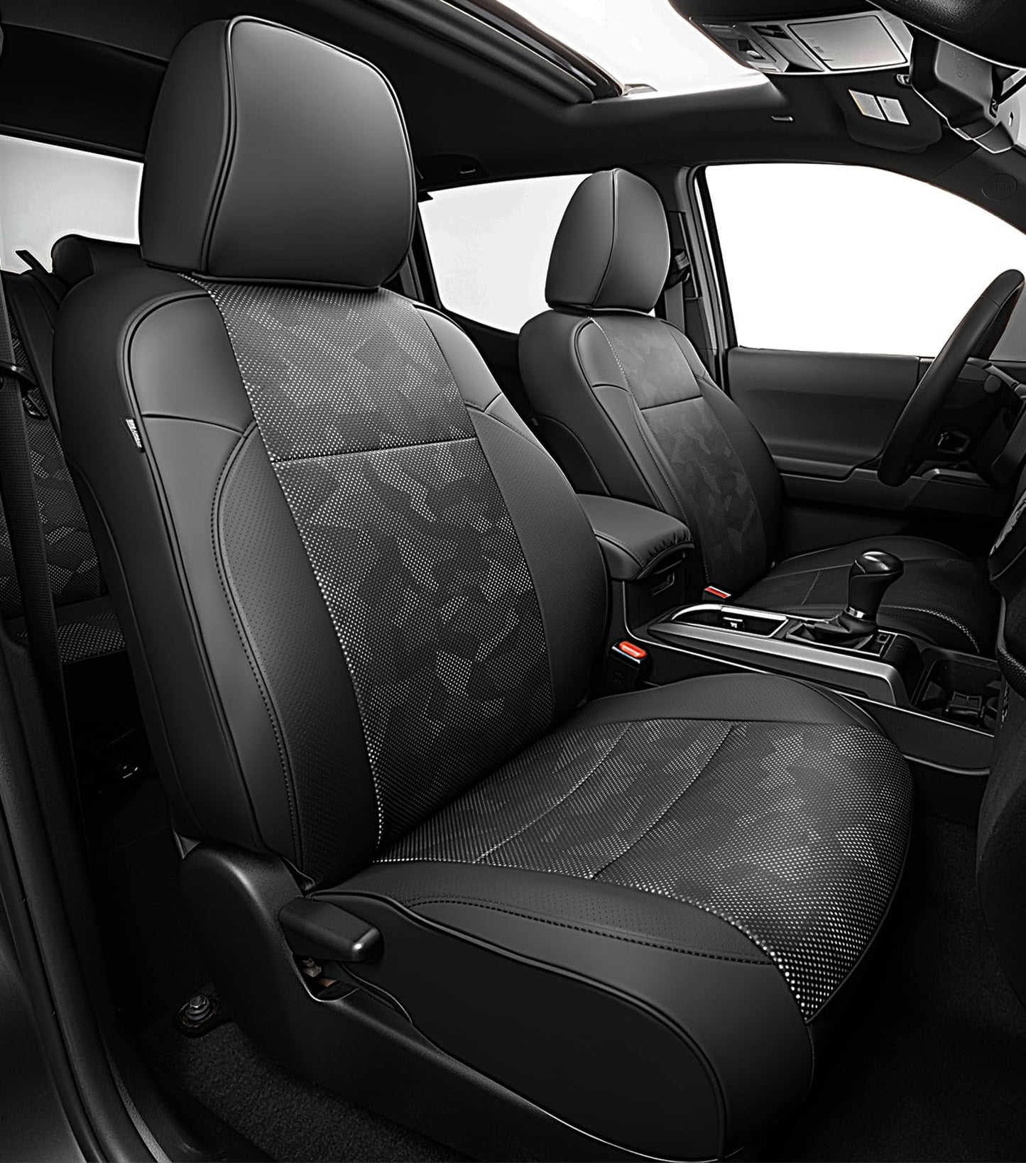 Car Seat Covers Fit for Toyota Tacoma 2016-2023,Full Coverage Faux Leather Car Seat Covers Full Set,Custom Waterproof Breathable Car Seat Protector Front Seat and Back Seat Covers for Cars(Black)