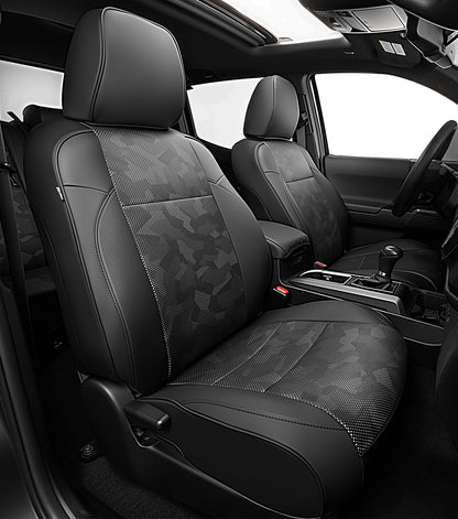 Car Seat Covers Fit for Toyota Tacoma 2016-2023,Full Coverage Faux Leather Car Seat Covers Full Set,Custom Waterproof Breathable Car Seat Protector Front Seat and Back Seat Covers for Cars(Black)