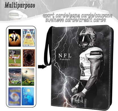 Football Card Binder 900 Pockets Trading Card Binder 9 Pocket with 50 Removable Sleeves Fits 900 Sport Cards 3 Ring Card Holder Binder with Zipper Collector Storage Album