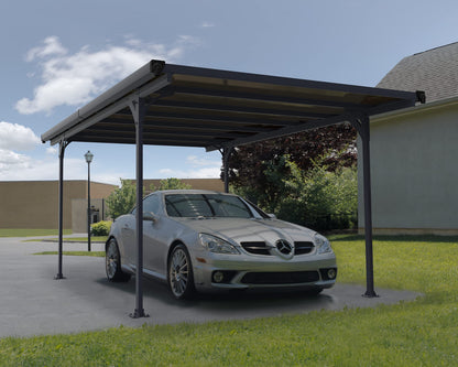 Palram - Canopia Verona 5000 10 x 16 Metal Carport, Heavy Duty Car Port, Weather-Protected Gray Aluminum Frame, Bronze Polycarbonate RV & Car Storage, UV Protected, DIY Garage Kit, 10-Year Warranty