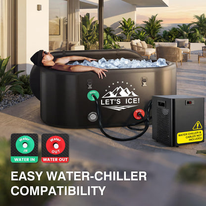 Inflatable Ice Bath Tub for Athletes – 216-Gallon Cold Plunge Tub with Insulated Lid, Full-Body Stretch Design, Insulated & Water Chiller Compatible, Portable for Indoor & Outdoor Recovery