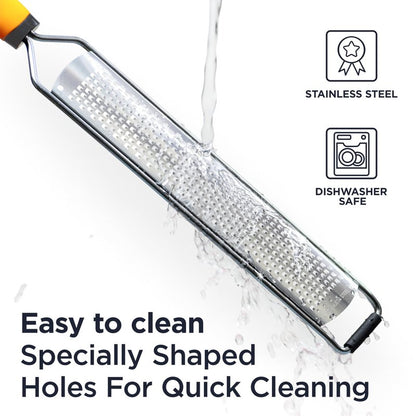 Deiss PRO Lemon Zester & Heavy Duty Cheese Grater & Vegetable Grater - Parmesan Cheese Lemon, Garlic, Nutmeg, Chocolate, Fruits, Vegetables, Ginger Grater - Cheese Shredder & Stainless Steel Grater