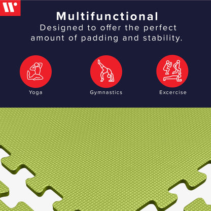 We Sell Mats 3/8 Inch Thick Multipurpose Exercise Floor Mat with EVA Foam, Interlocking Tiles, Anti-Fatigue for Home, or Gym, Lime Green, 100 Sq Ft