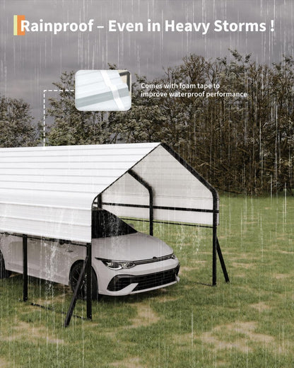 Garvee 10'x15' Metal Carport, Heavy Duty Car Ports Kit All-Weather for Pickup Trucks, Boats, RVs, Tractors, Reinforced Frame with Anchors