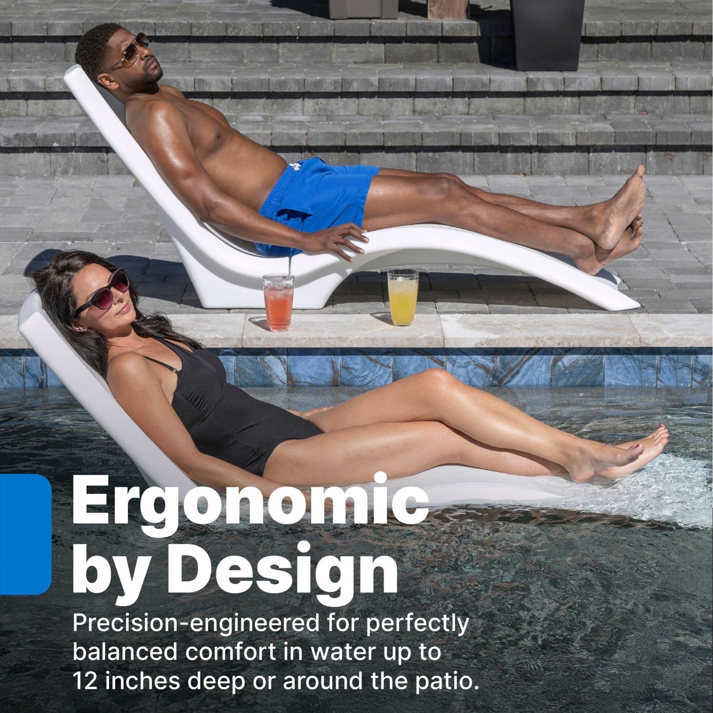 Step2 Vero Pool Lounger, Fade-Resistant, Waterproof Patio Furniture, Pool Lounge Chair for Sun Shelf, Use in Pools with Shelves Up to 12-Inches Deep or Outside Pool Deck, Weighted, White
