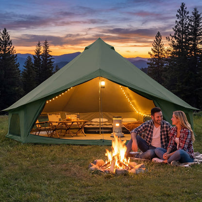 YOLENY 4 Season Bell Tent fits 3-4 People Waterproof Yurt Tent with Stove Jack Glamping Tent for Family Camping and Outdoor Parties 10FT
