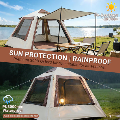 Ziziella Inflatable Tents for Camping, Easy Setup Inflatable Tent Glamping Tent with Pump,Waterproof Oxford 4 Season Air Tent with Skylight Mesh Windows for 2-4 Person
