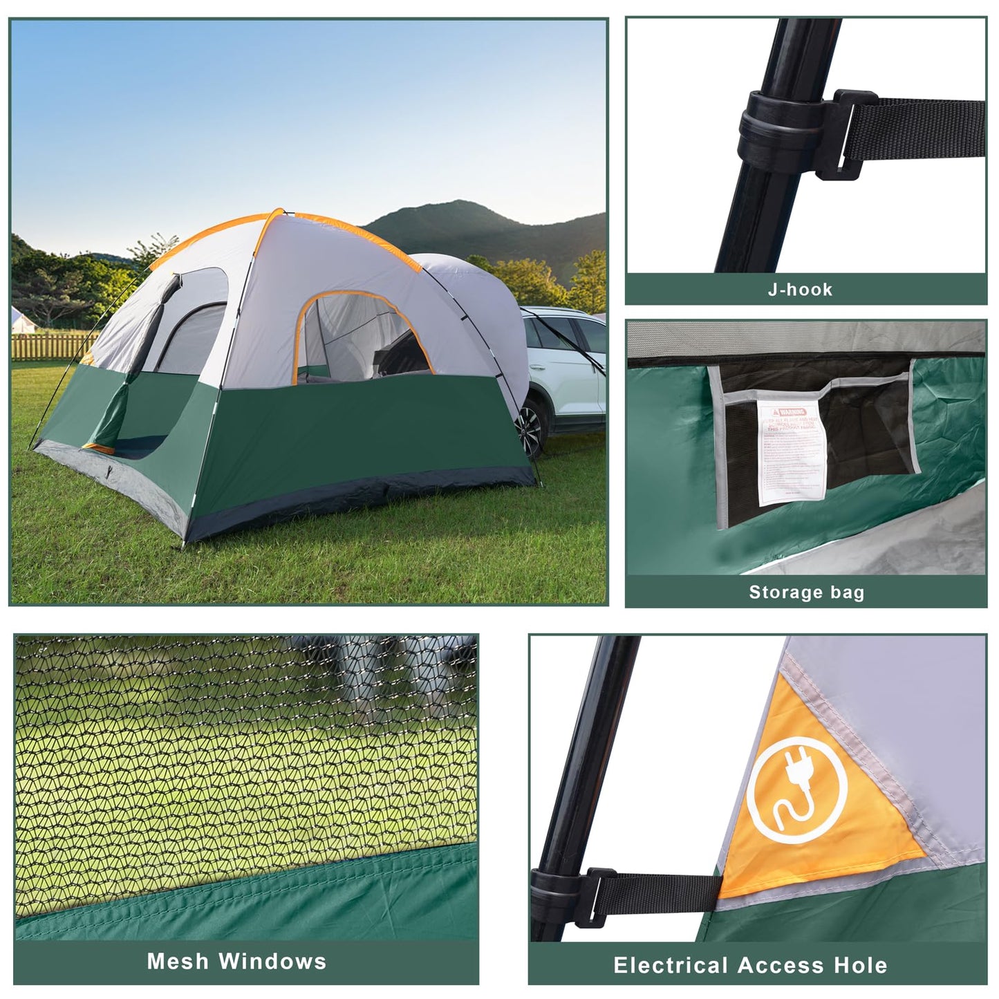 UNP SUV Dome Tent for Camping, Outdoor 6 Person Car Camping Tent, Easy Set Up SUV Tailgate Tent with Rainfly 10' x 10' Vehicle Camping Tent
