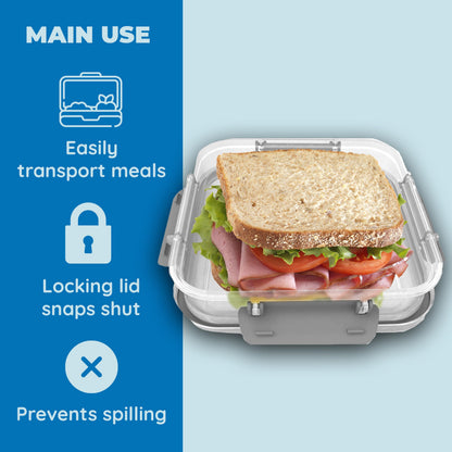 Biosmart Sandwich Container: 2 Pack Reusable, BPA Free Plastic Food Storage with Snap-Off, Leak-Proof Lid