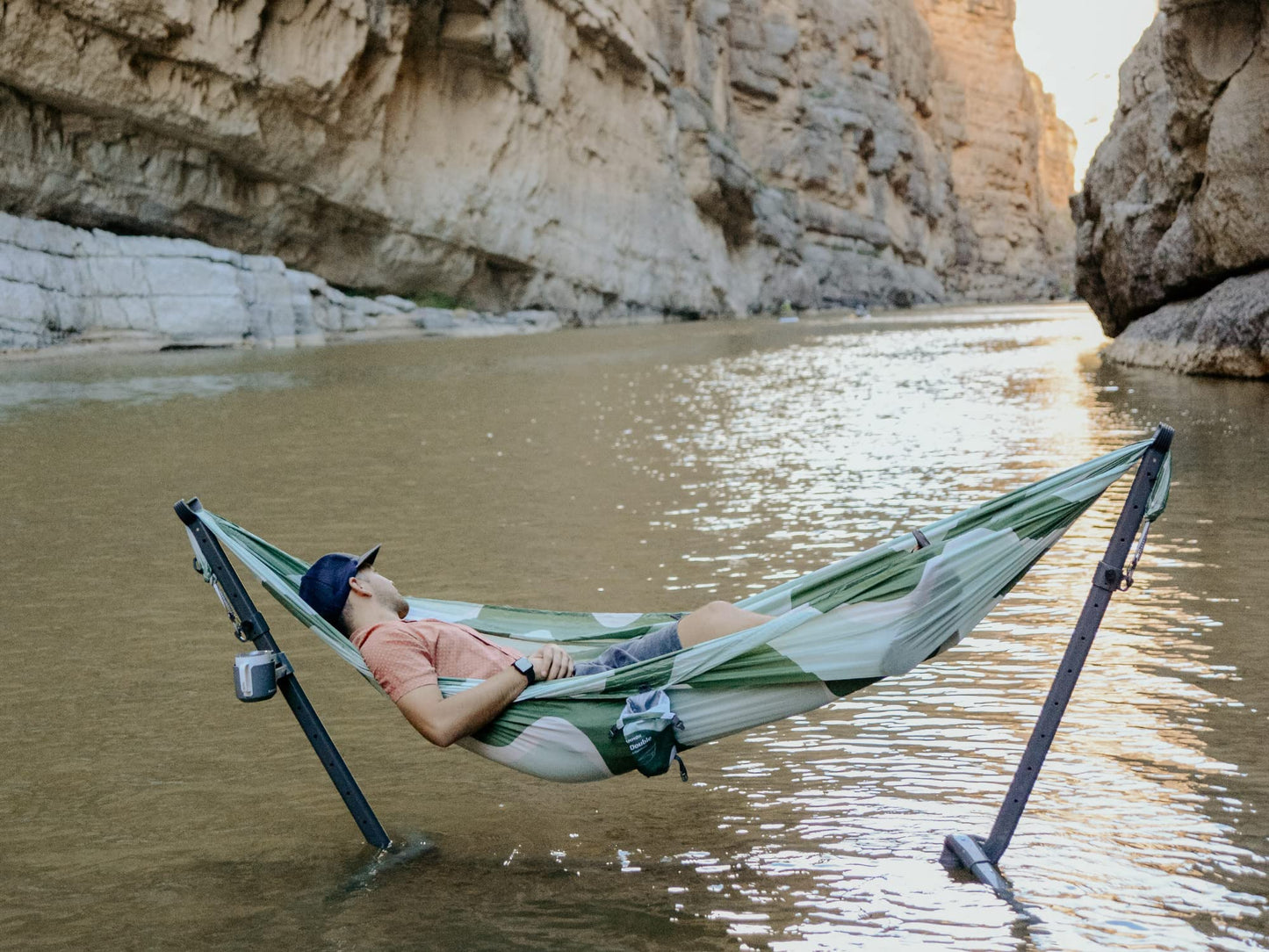 KAMMOK: Swiftlet Portable Stand & Roo Double Sunflower Gold Hammock Set