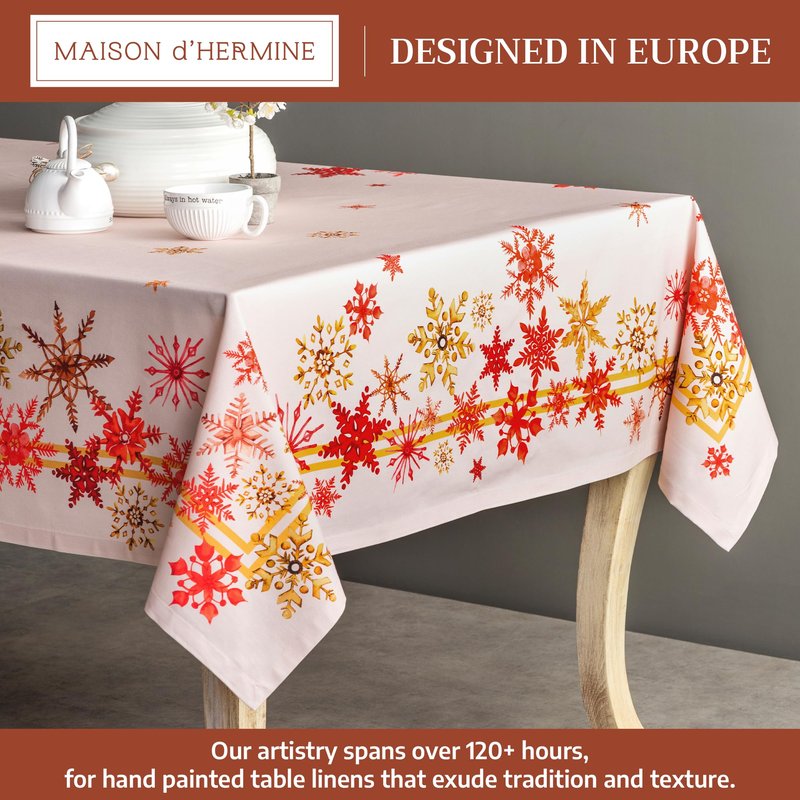 Maison d' Hermine Table Cloth Square Table 100% Cotton 60 x 60 Inches Fall Tablecloth Reusable Everyday Use for Thanksgiving Christmas Decorations Dining Farmhouse Party (Crystal Star)