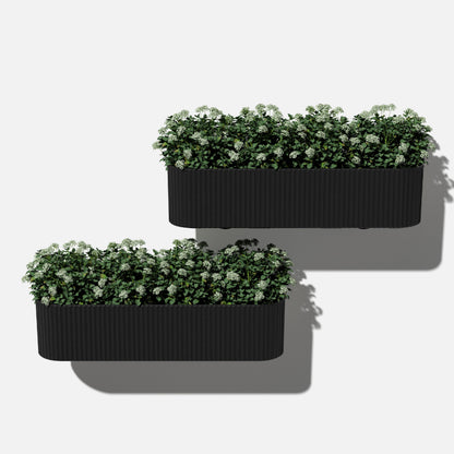 Veradek Demi Series Railing Planter - Hanging Planter Box for Windowsill/Balcony | Plastic-Stone Composite w/Railing Bracket | Modern Décor for Flowers
