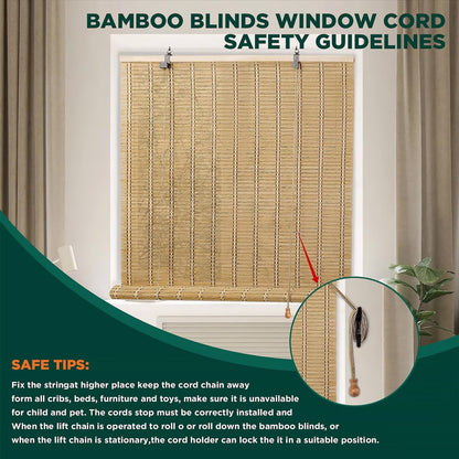 Bamboo Blinds for Interior Windows, Easy to Install Bamboo Shades for Indoor Windows, Custom Roller Shades for Indoor Window and Outdoor Patio, 48" W x 85" H
