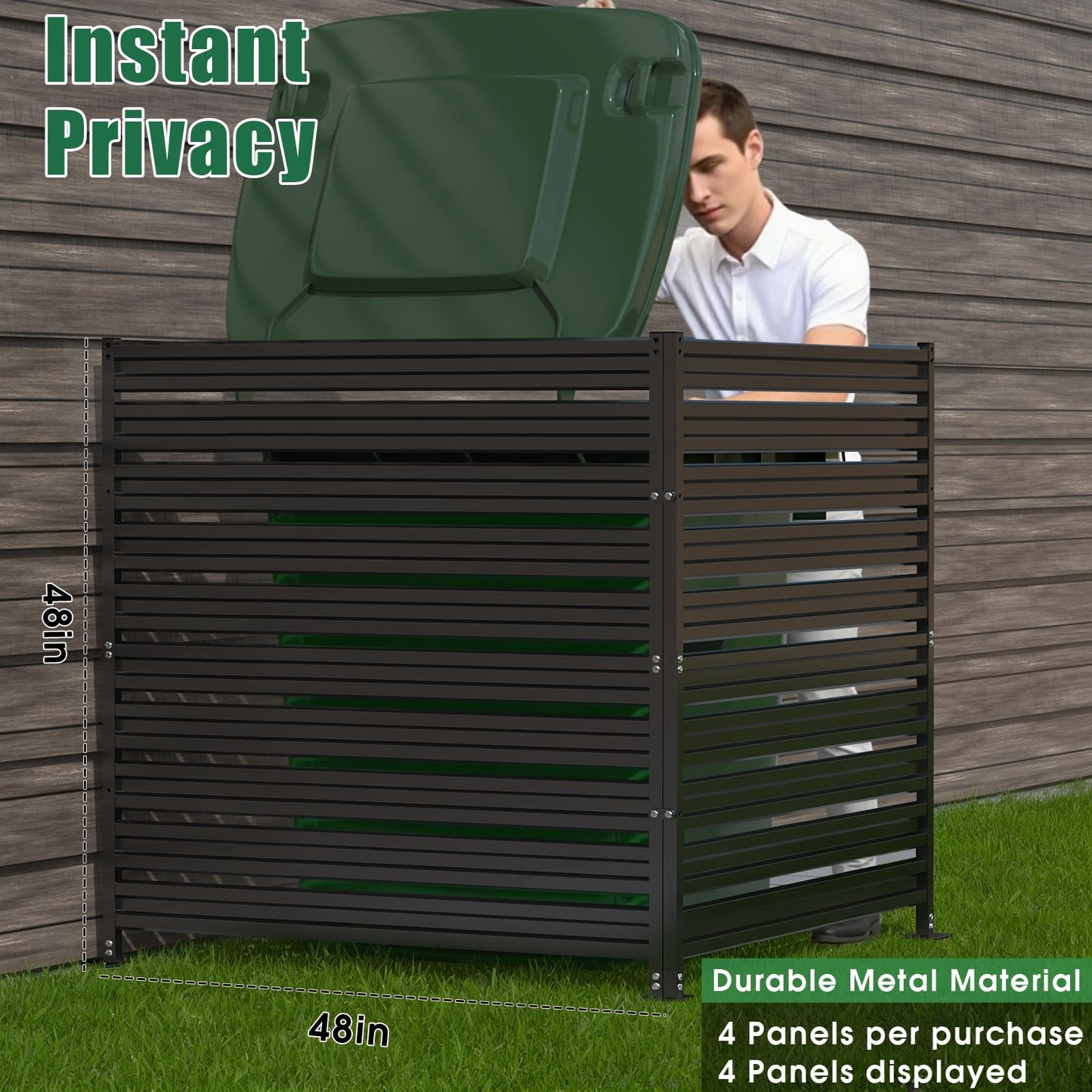 48" H x 48" W (2 Panels) Air Conditioner Fence, Metal Privacy Fence Panels for Outside, AC Unit Fencing, Trash Can Fencing, Pool Equipment Enclosure, Outdoor Privacy Wall for Outside, Patio