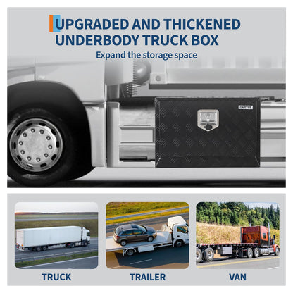 Garvee 24"x14"x16" Underbody Truck Tool Box - Heavy Duty Aluminum Diamond Plate Lockable Storage Box with T-Handle Latch & Keys, Waterproof Pickup Trailer Van Under-Vehicle Cargo Box, Black