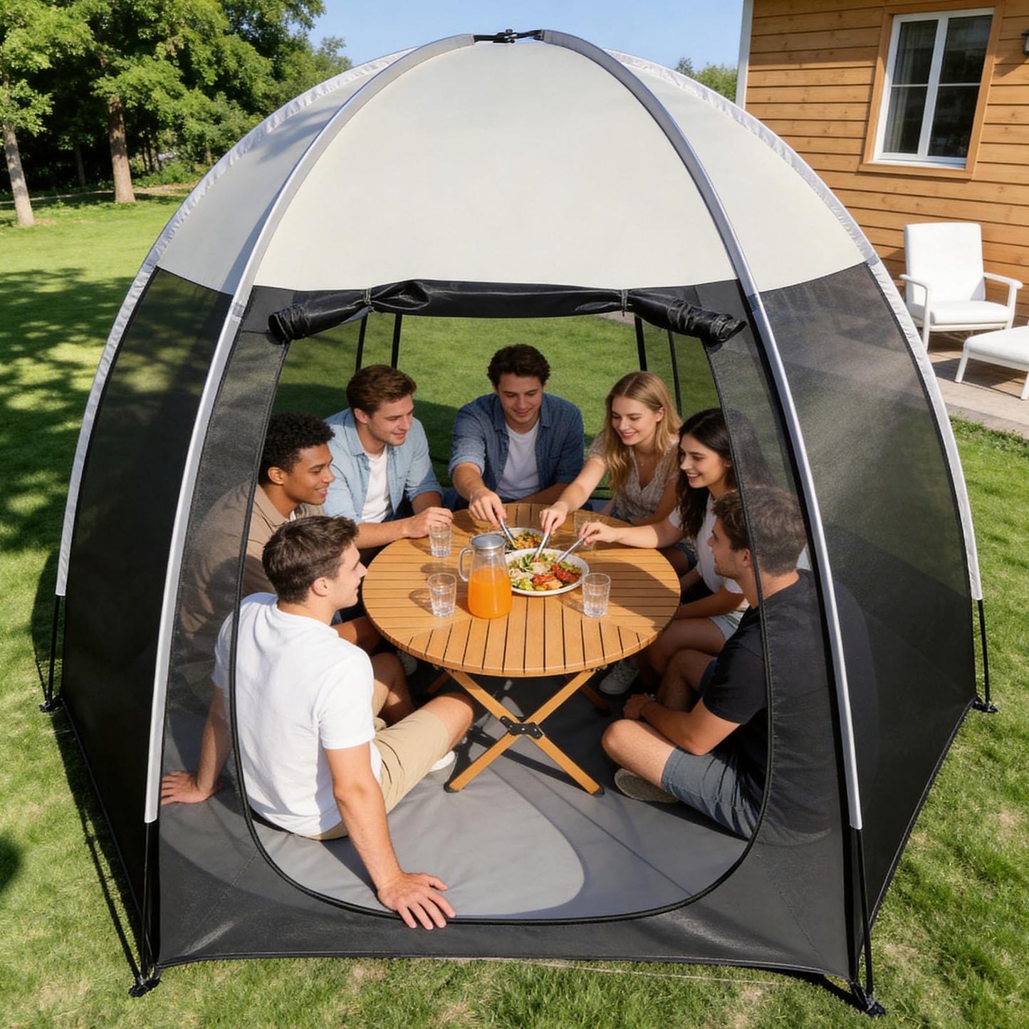 Screen House Tent Portable Canopy with Floor Mosquito Net Outdoor Room Perfect for Patio Backyard Gazebo Picnic Mesh. (10 'x10')