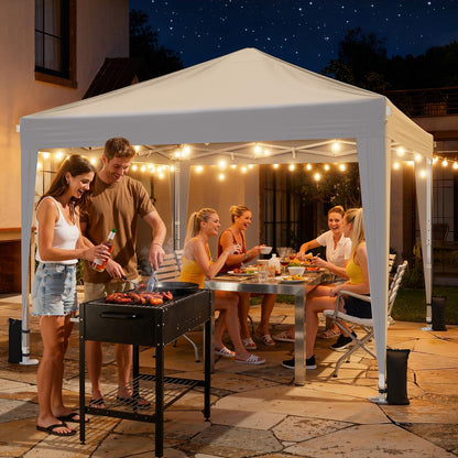 Vinabilia 10x10 Pop Up Canopy with Sidewalls, Instant Portable Canopy Tent with Carry Bag for Commercial Events, Camping, Parties - White