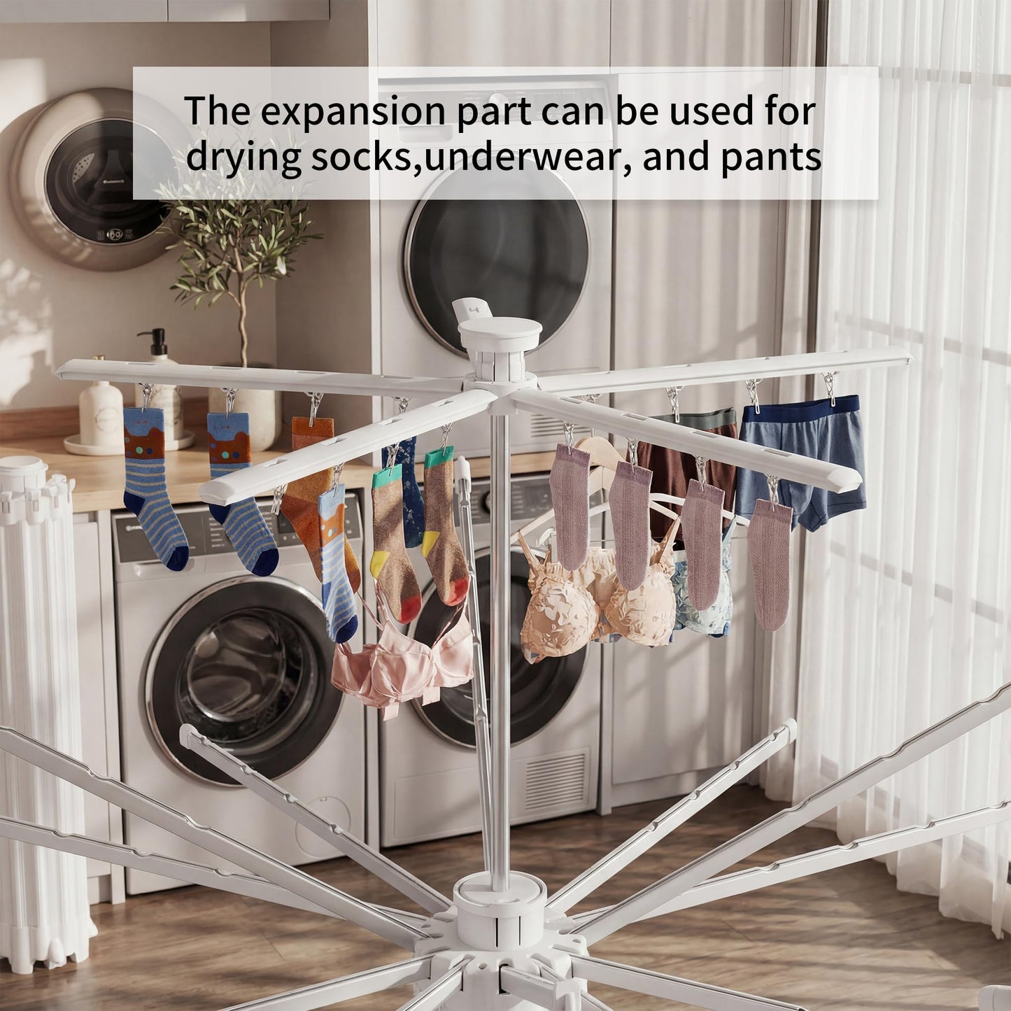 RFOUO Clothes Drying Rack Aluminum-4 Legs 16rods Double Layer, Portable Foldable Drying Rack,Space Saving Laundry Drying Rack,Drying Rack Clothing for Laundry Bedroom Household