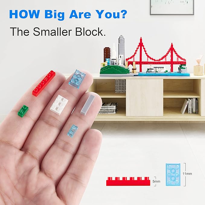 Micro Building Blocks Set San Francisco Golden Gate Bridge Modle Set Architecture Skyline Collectible Building Kit Toy Present for Adults and Teens (1610 Pieces)
