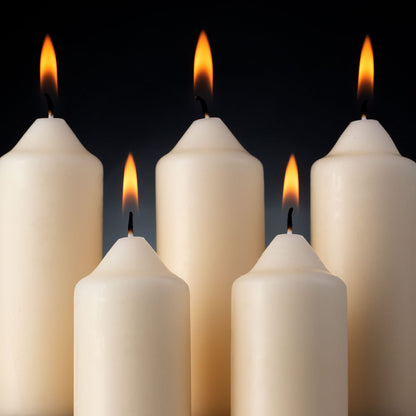 SPAAS Ivory Pillar Candles - 20 Pack | 1.5x4 Inch Bulk, Dripless Dinner Candles | Unscented for Home Decor, Memorial, Vigil, Parties, Wedding, Decorative Lantern