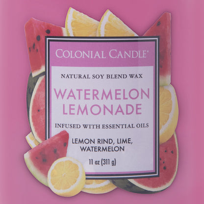 Colonial Candle Watermelon Lemonade Scented Jar Candle, Classic Cylinders Collection, 2 Wick, Red, 11 oz - Up to 80 Hours Burn