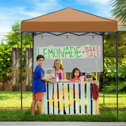 INTER HUT 6x4 Pop Up Canopy Tent with Half Wall Panel, Instant Portable Beach Canopy, Outdoor Tent with Carry Bag for Camping, Sports, Tailgating, Events, Khaki