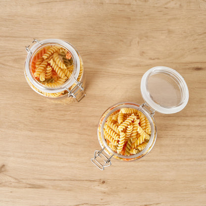 Restaurantware-Met Lux 51 Ounce Mason Jars, 20 Airtight Storage Jars With Lids - Rubber Gasket, Wide Mouth, Clear Plastic Round Canisters, Durable, For Kitchen And Pantry Storage Of Bulk Dry Food