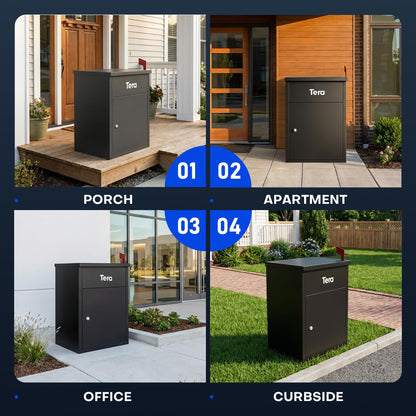 Tera Package Delivery Boxes for Outside: No Assembly Needed 23" H Anti-Theft Parcel Drop Box Outdoor with Lock Galvanized Steel Waterproof Package Delivery Box Home Office Yard Porch Curbside PDB585