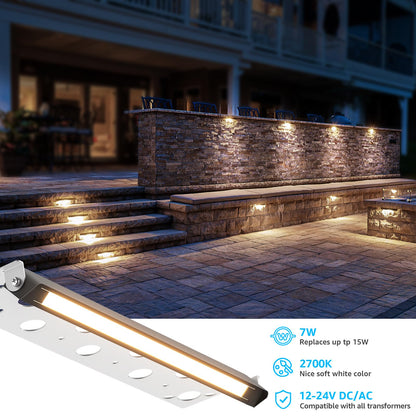SUNVIE LED Hardscape Lighting, 12 Inch, 7W, Waterproof, 2700K Soft White, Matte Black, Model CLWF0712C, 12 Pack