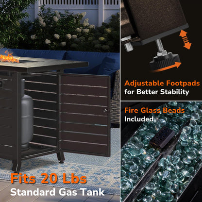 Hexago 57" Propane Fire Pit Table, 50,000 BTU Outdoor Gas Fire Pit, 2-in-1 Rectangular Firepit with Lid, ETL Certified for Garden, Backyard, Patio Gatherings, Mocha