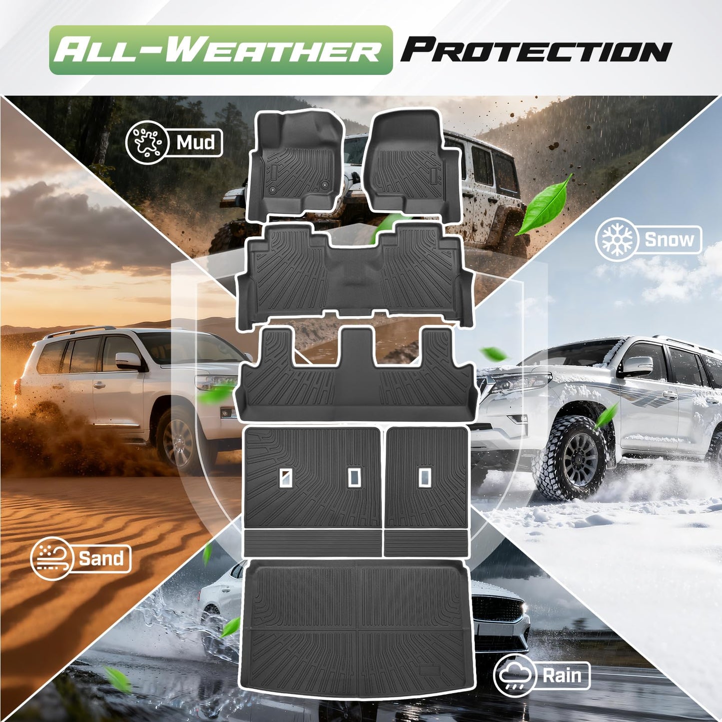 Cartist Floor Mats for Ford Expedition MAX 2018-2024 (8 Seats-2 Row Bench Seat), All Weather Cargo Liner for Expedition Accessories, Heavy Duty Car Mats, Car Accessories (Only Fit MAX)
