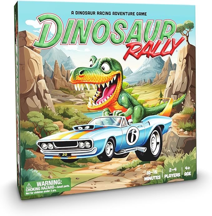Raincorn Games - Dinosaur Rally Card &amp Dice Kids Board Game for Ages 4 - Family Games Classroom Activities for Kids Learning