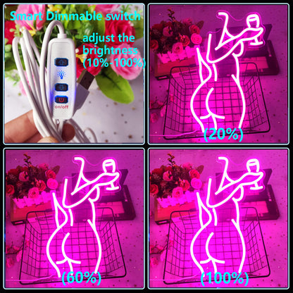 Ajoyferris Lady Back Neon Sign Dimmable LED Lady Sign Woman Neon Sign Sexy Lady Neon Signs for Bedroom Man Cave Bar Store Home Party Art Decor Gifts(16X11 inches,Blue)