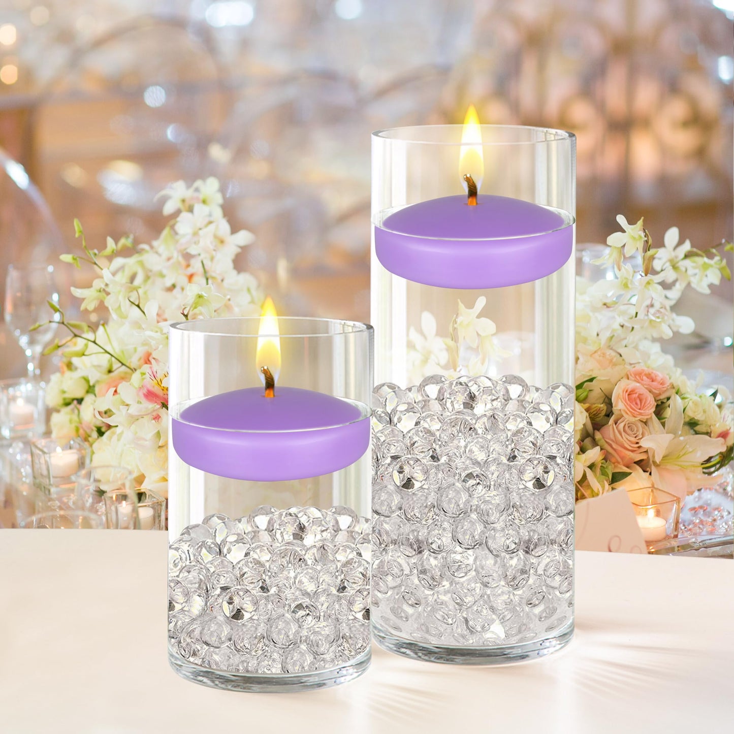 Mega Candles 12 pcs Unscented Lavender Floating Candles, Hand Poured Wax Candle 3 Inch Diameter, Home Décor, Wedding Receptions, Centerpieces, Occasions, Events, Festivities, Meditations, Spas
