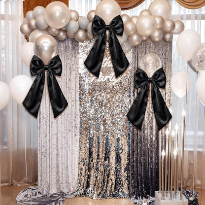 Suncalla Large Satin Bow Decorations - 3 Pcs 2 FT for Weddings, Parties & Home Decor | Black