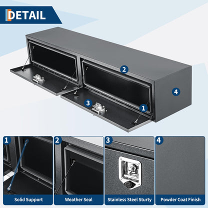 Garvee Black Steel Underbody Truck Tool Box, Truck Bed & Underbelly RV Storage Box, Locking t-Latch, Weather-Resistant, Heavy-Duty Job Box for Pickup Truck Bed, RV, Trailer, 60 in x 16 in x 13 in