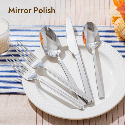 KINGSTONE Silverware Set, 30-Piece Flatware Cutlery Set Premium Stainless Steel, Service for 6, for Kitchen, Home, Wedding, Party, Mirror Polished and Dishwasher Safe
