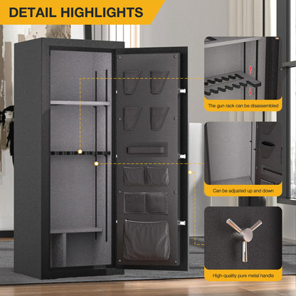 SMARTHIVE 40-Min Fireproof Gun Safe (1200°F) - Quick Access Rifle/Pistol Safe, Heavy-Duty Fire Resistant Gun Cabinet for Home Valuables (BLACK, 11.9cu.ft)