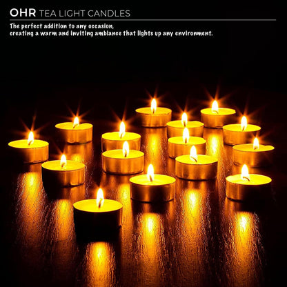 Ohr Tea Light Candles - 200 Bulk Pack - White Unscented Travel, Centerpiece, Decorative Candle - 3 Hour Burn Time
