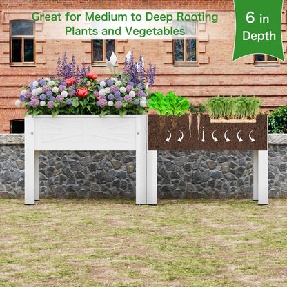 PROXRACER Elevated Metal Planter Box Stand Heavy Duty Raised Garden Bed for Vegetables Flowers Herbs Indoor Outdoor Use, Cream