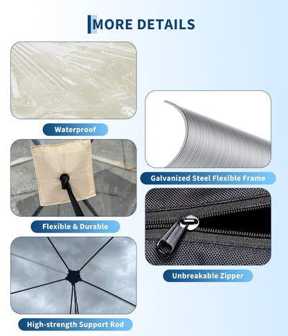 Pop Up Bubble Tent Tent, 8-10 Person Portable Screen House Room Instant Shelter, Clear Sport Rainproof Camping Sun Shelter Coldproof for Patio, Backyard, Deck, Sports Events
